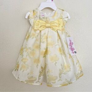 NEW Bonnie Jean Baby Girls  "IVORY YELLOW FLORAL" Dress Size 6-9M